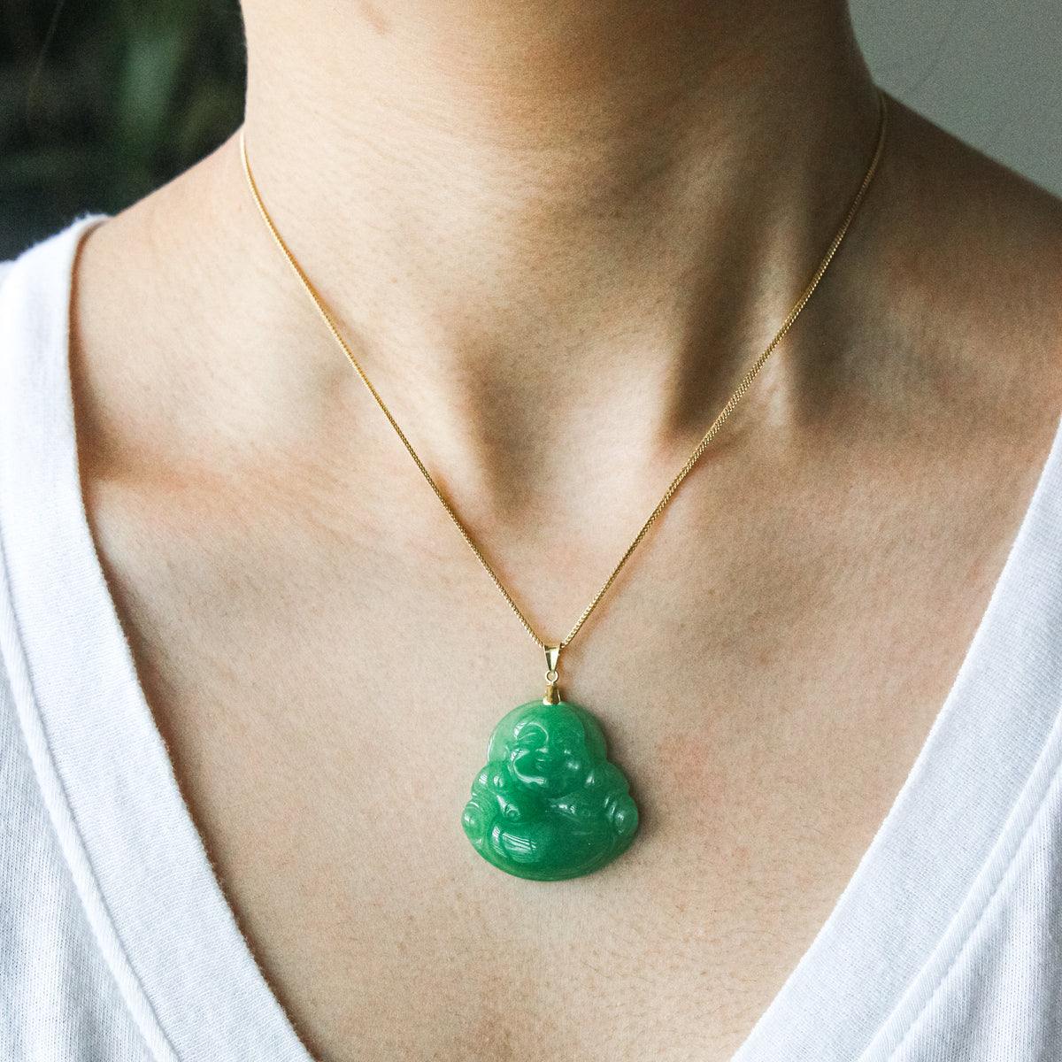 Green Jade Buddha Necklace