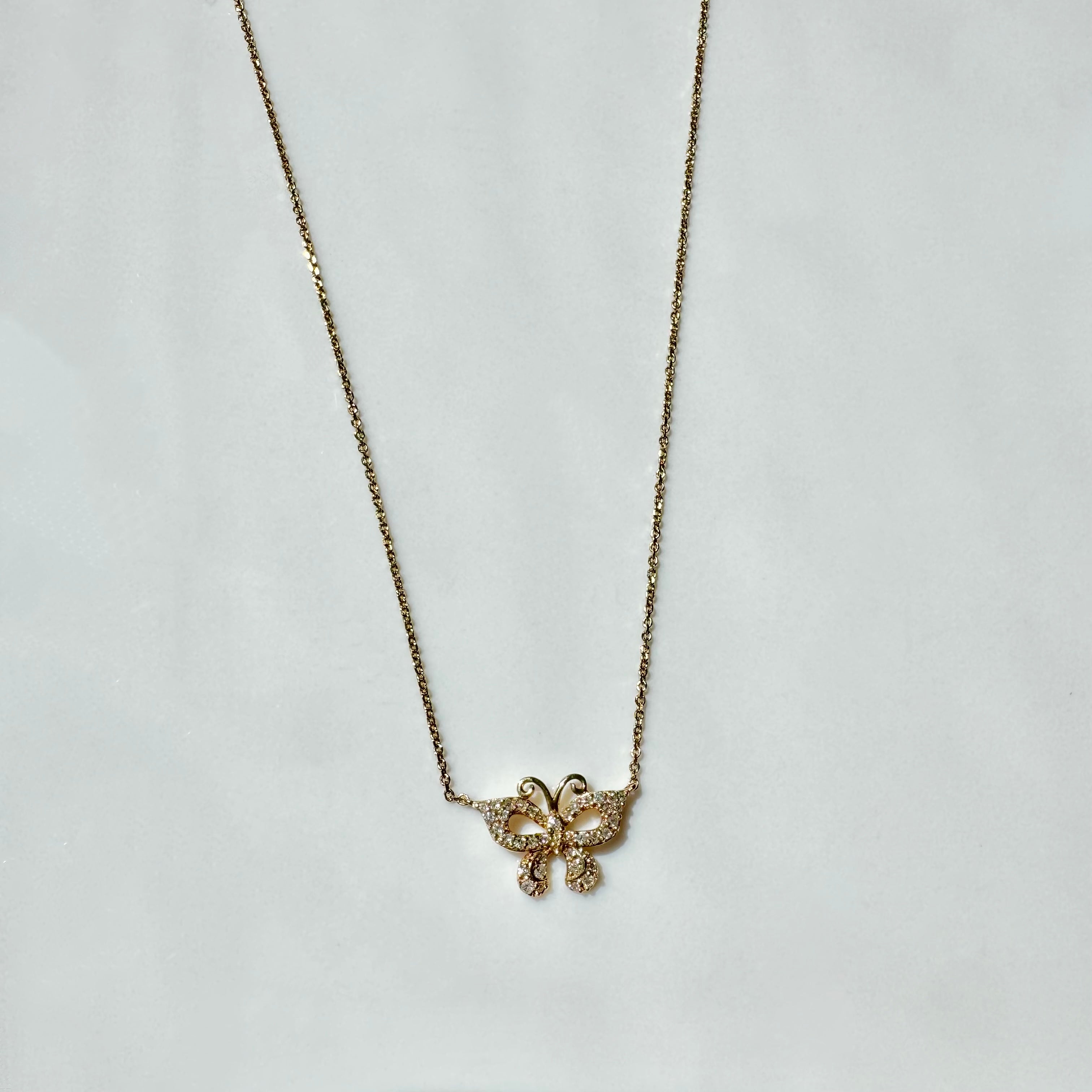 Diamond Butterfly Pendant Necklace