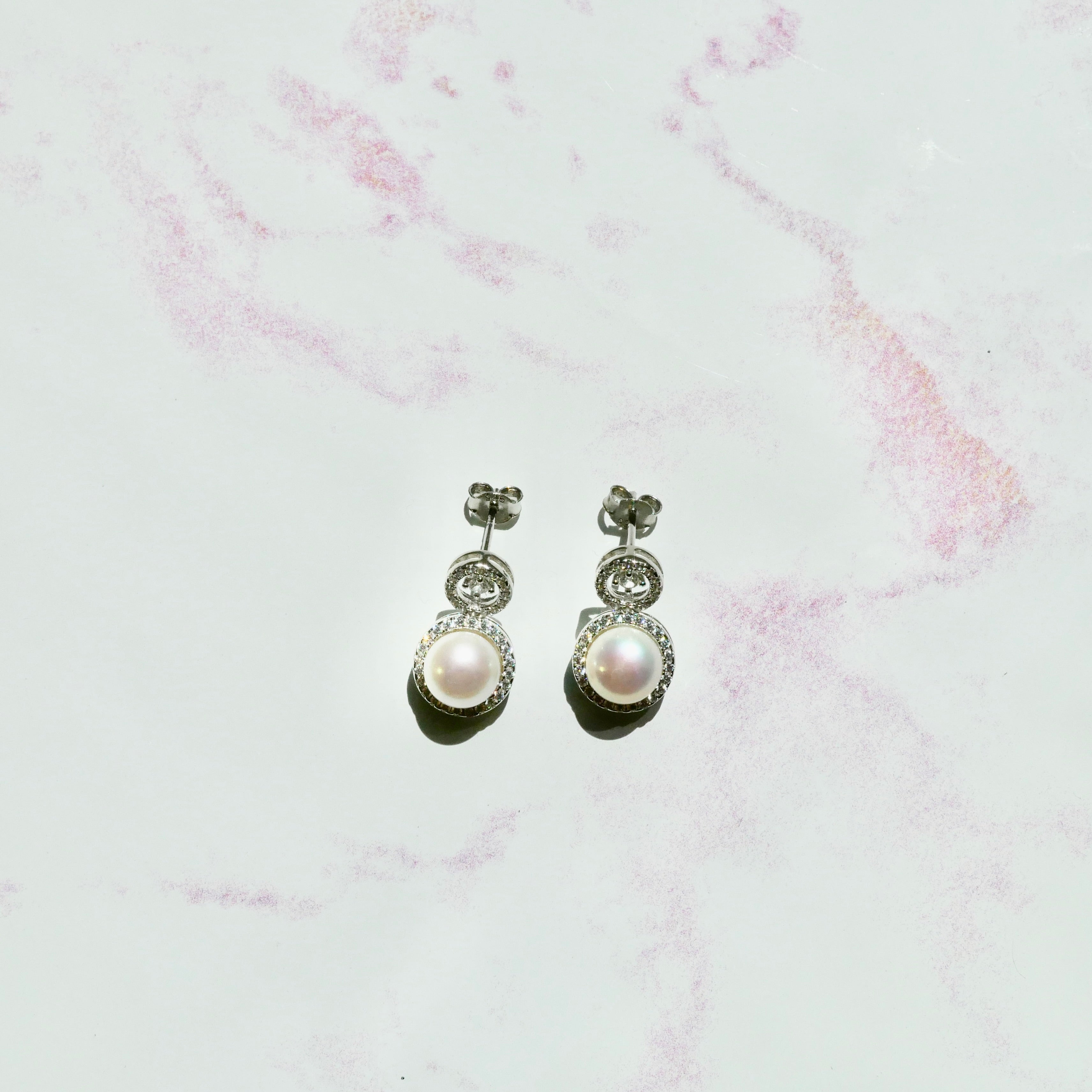 Dangling Pearl Studs