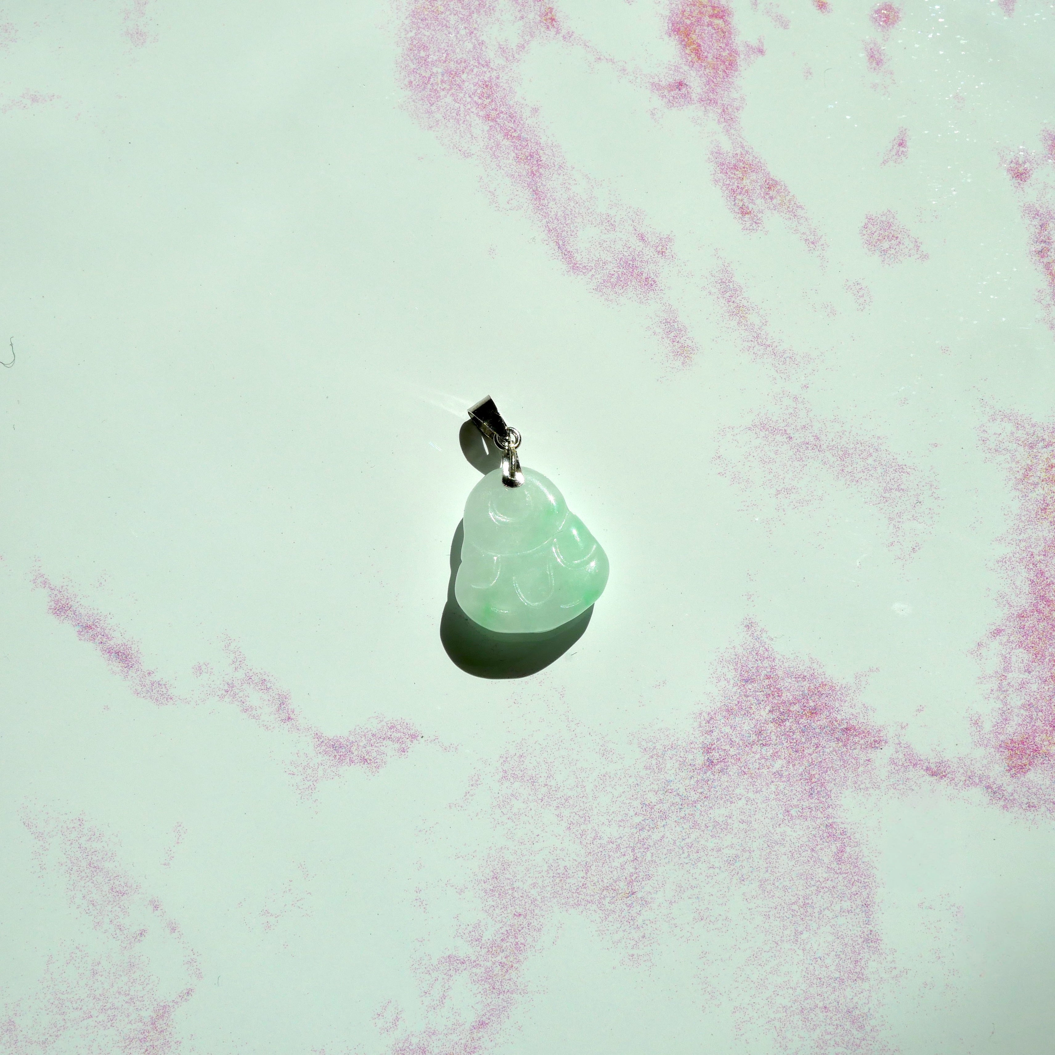 Mini Light Green Jade Buddha Pendant