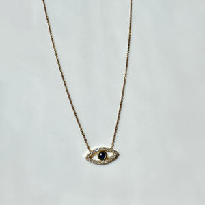 Evil Eye Blue Sapphire Diamond Pendant Necklace