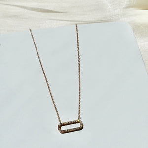 Sideways Oval Diamond Pendant Necklace