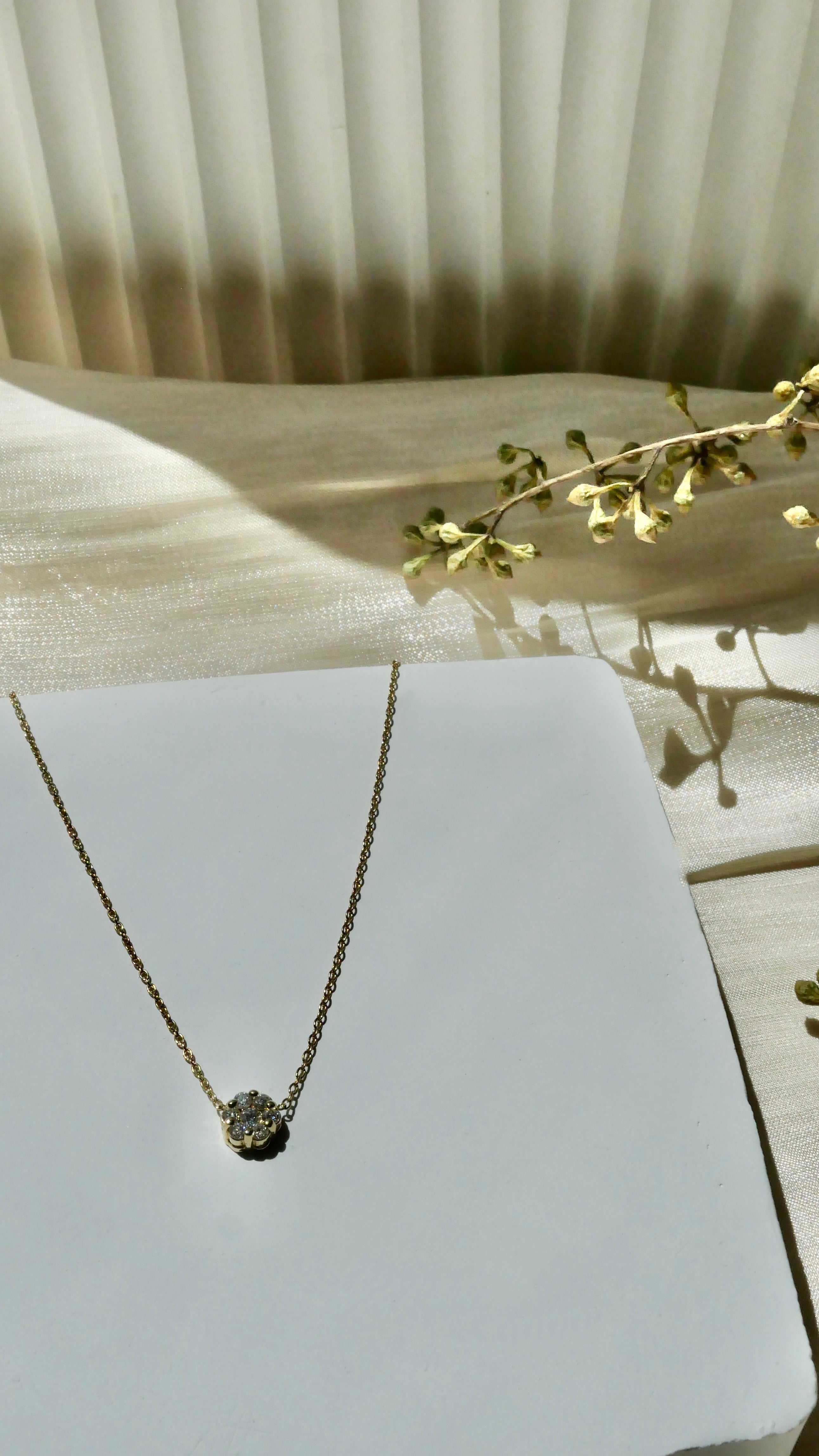 Mini Flower Cluster Natural Diamond Pendant