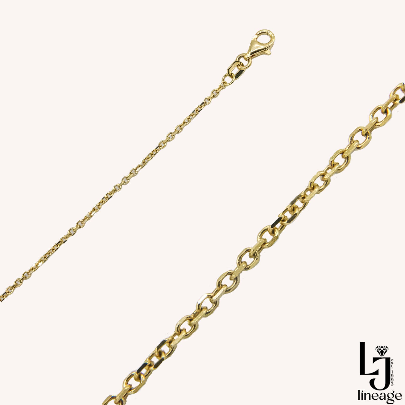 14K Solid Yellow Gold Thin Chainlink