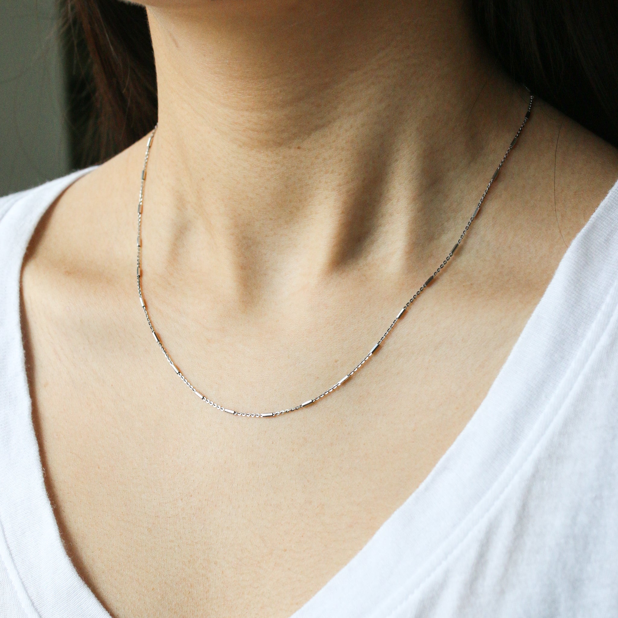 14k Solid White Gold Bead Chain
