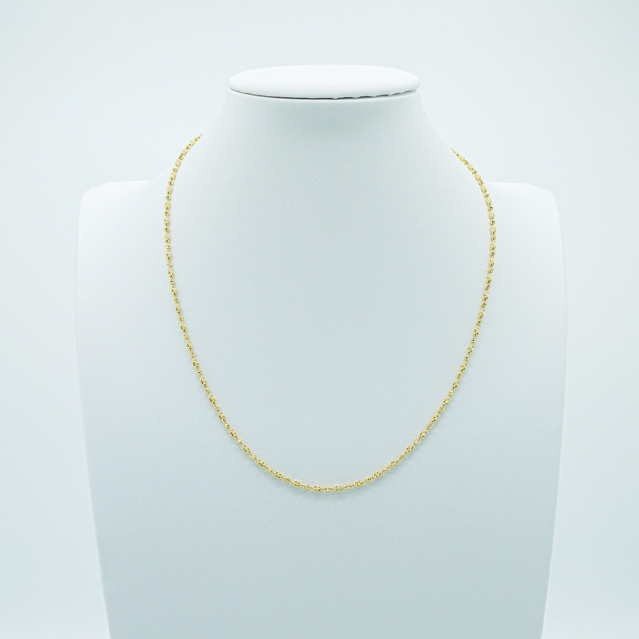 14K Solid Yellow Gold Beaded Chain