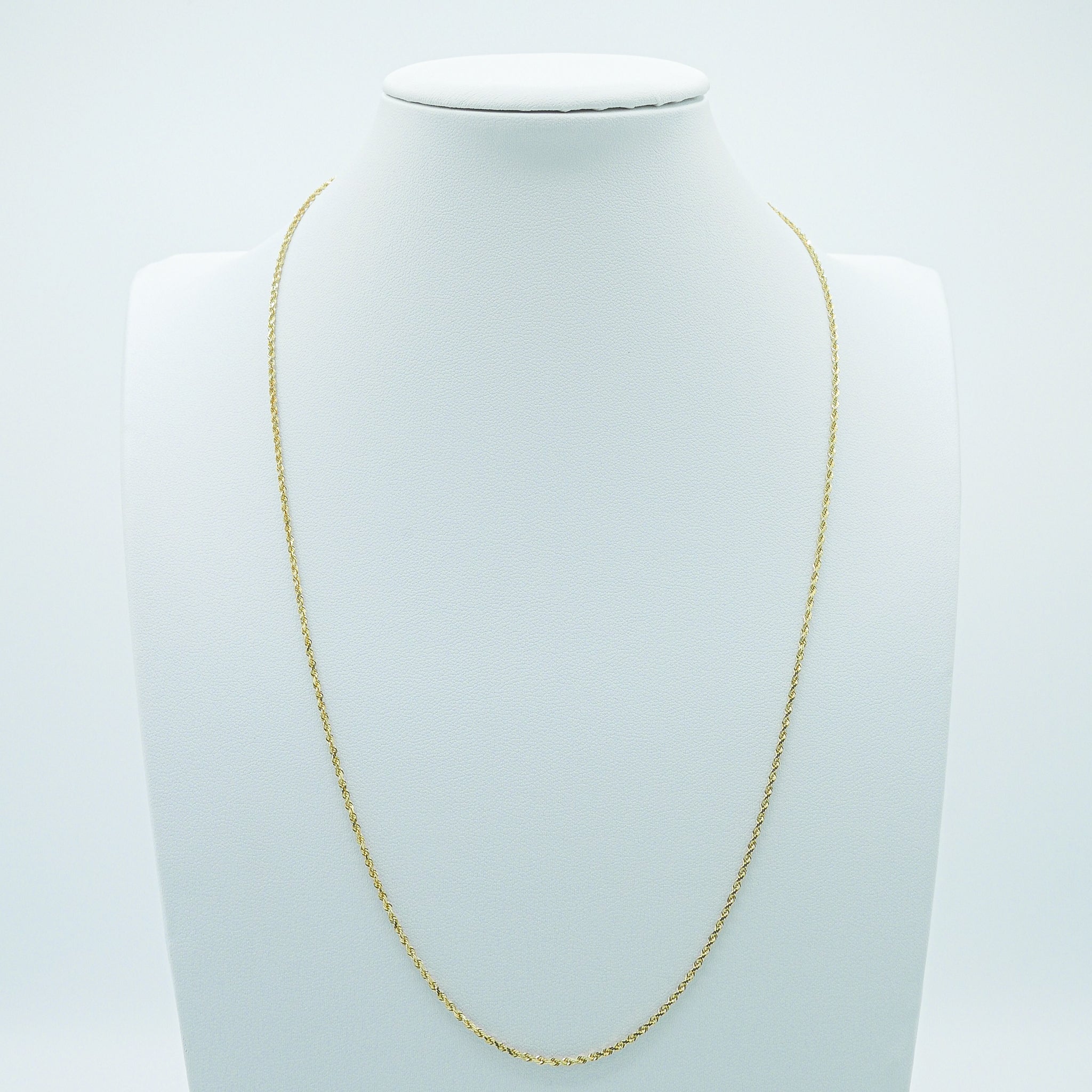 14K Solid Yellow Gold Rope Chain 1.5mm
