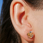 Load image into Gallery viewer, Tri-Color Flower Stud Earrings
