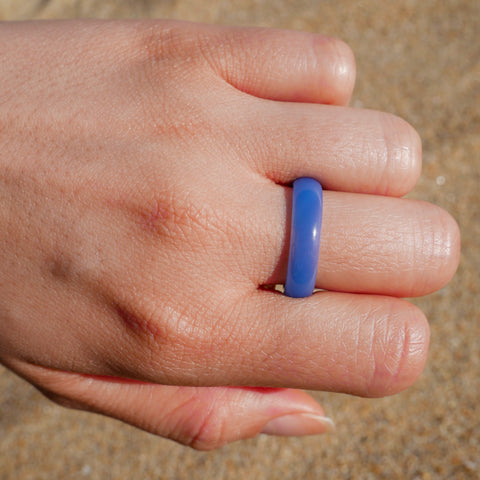Natural Blue Agate Jade Ring