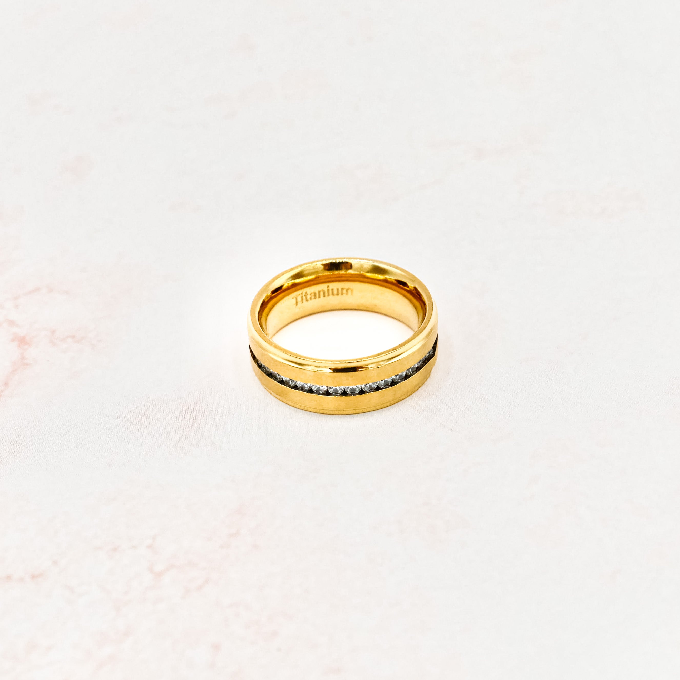 Titanium Gold Colored CZ Ring