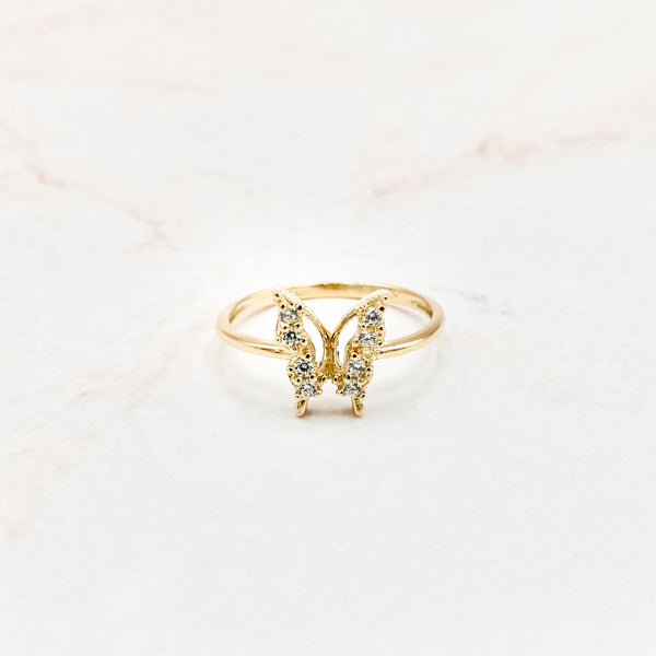 Buy Glitzy Stoned Butterfly Gold Ring |GRT Jewellers