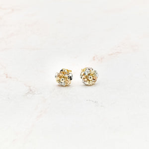 Tri-Color Flower Stud Earrings