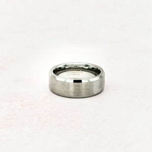 Tungsten Silver Brushed Ring