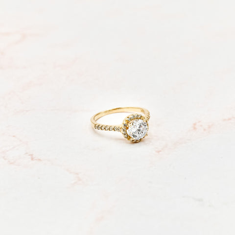 Halo Solitaire CZ Ring