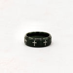 Load image into Gallery viewer, Tungsten Carbide All Around Cross Ring 8mm
