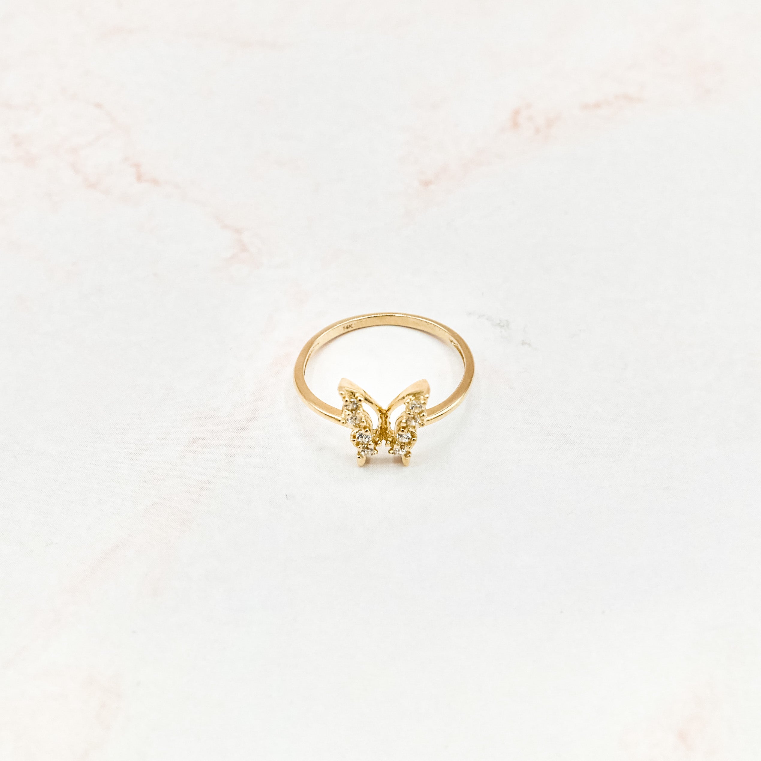 Impressive Diamond Textured 14K Gold Butterfly Ring – Boylerpf