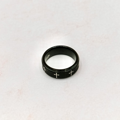 Tungsten Carbide All Around Cross Ring 8mm