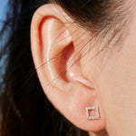 Load image into Gallery viewer, Open Square Stud Earrings
