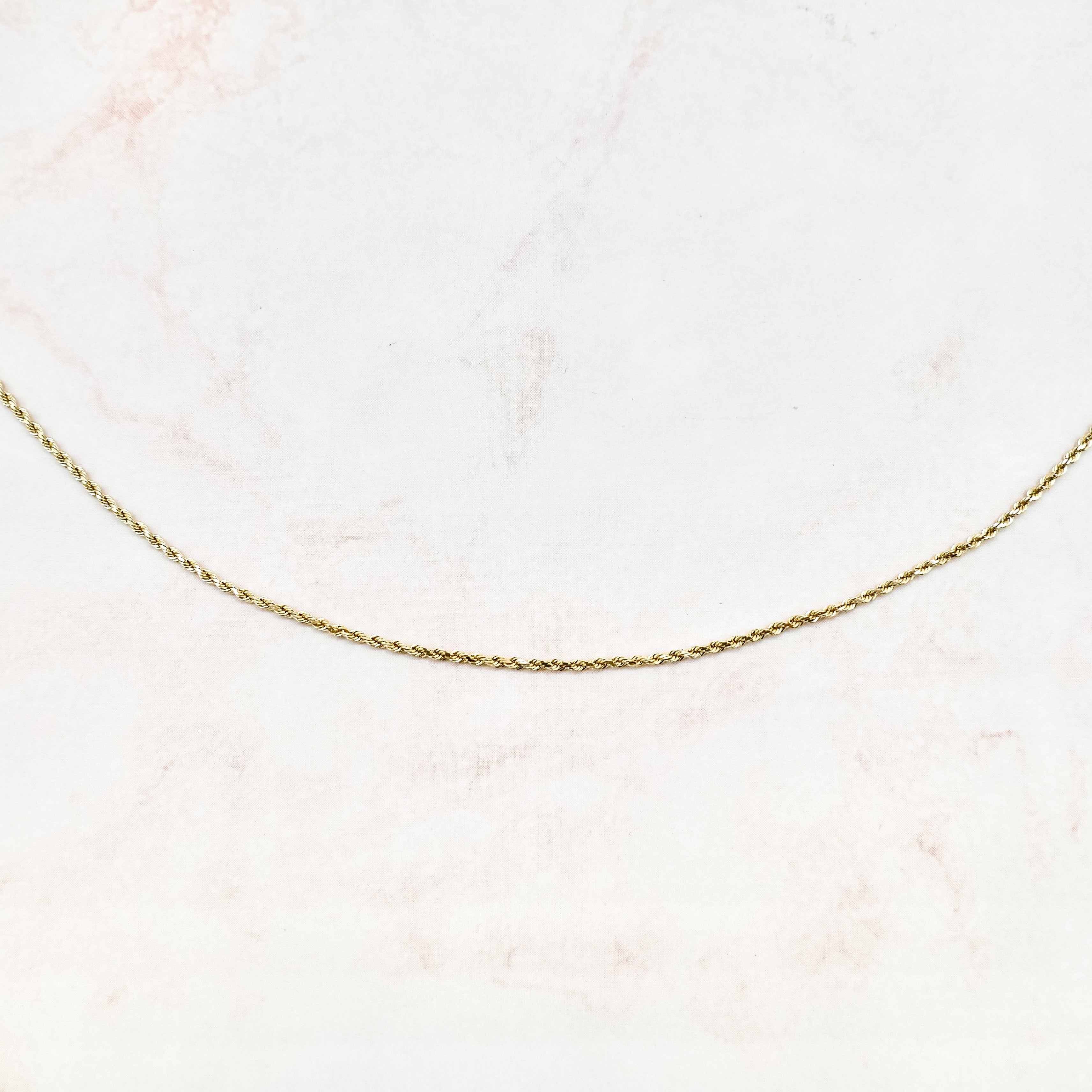 14K Solid Yellow Gold Rope Chain 1.5mm