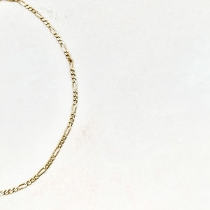 Solid Yellow Gold Figaro Anklet 1.9mm