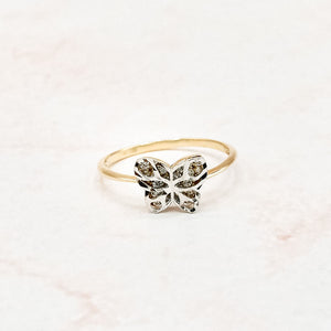Diamond Cut Two Tone Butterfly Ring