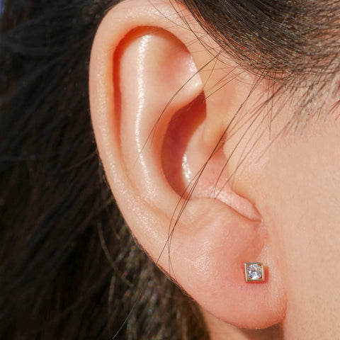 Tiny Square Stud Earrings