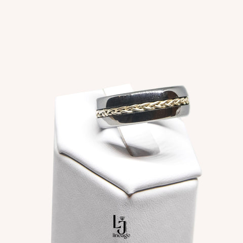 Tungsten Carbide Grooved Braided Ring 8MM